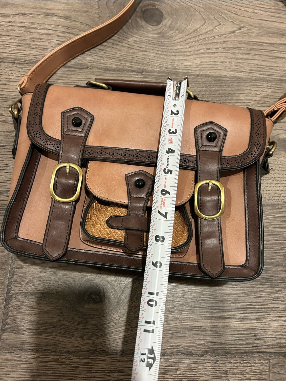 Altar’d State Two-Tone vintage-style Brown & Tan Crossbody Satchel - Picture 7 of 10